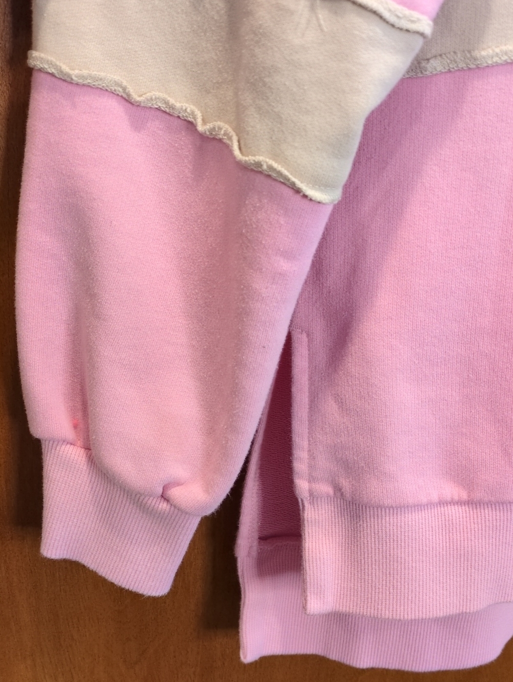 JoyLab Pink Crewneck Sweatshirt with White and Beige Stripes Size XS - Picture 3 of 7